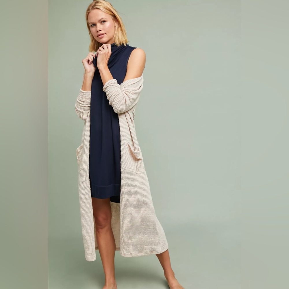 Anthropologie Cowl-Neck Midi Dress Navy Blue Women’s Sz XS/S NWT Career Basic